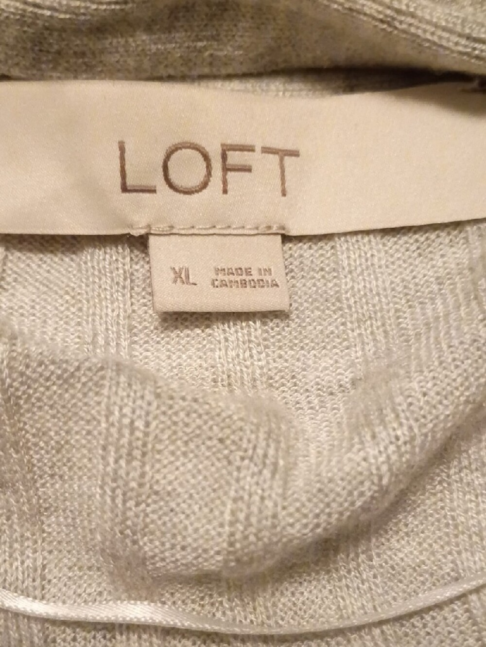 LOFT Light Grey Ribbed Open-Front Long Cardigan - Picture 3 of 3